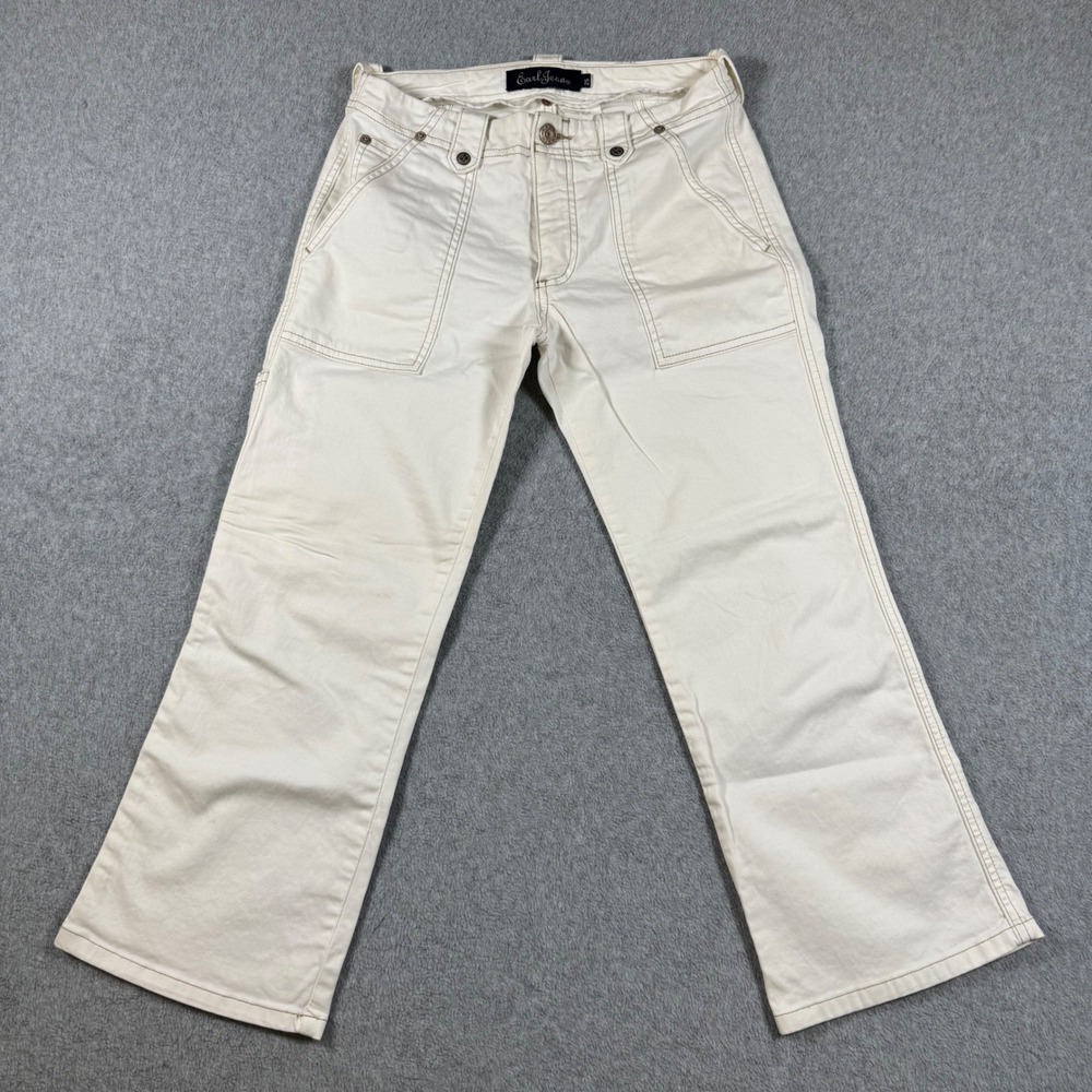 Y2K Earl Jean Capri Pants Women White Low Rise Size (25)